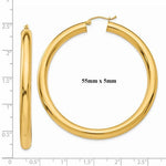 Indlæs billede til gallerivisning 14K Yellow Gold Round Classic Hoop Earrings 55mm x 5mm
