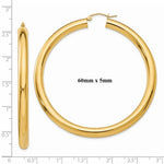 Indlæs billede til gallerivisning 14K Yellow Gold Round Classic Hoop Earrings 60mm x 5mm
