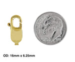 Load image into Gallery viewer, 14K Yellow Gold or 10K Yellow Gold 16mm x 6.25mm Lobster Clasp Findings
