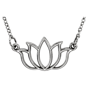 14k Yellow Rose White Gold Sterling Silver Petite Lotus Flower Necklace