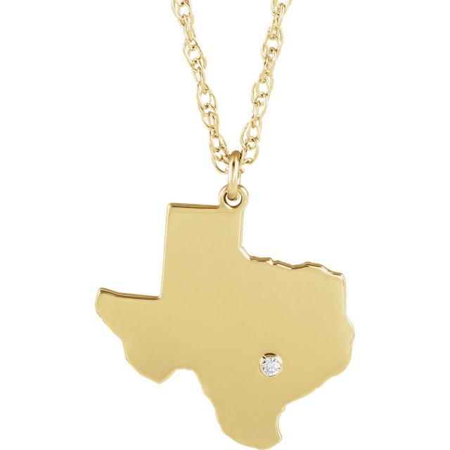 14k Gold 10k Gold Silver Texas TX State Map Diamond Personalized City Necklace