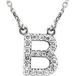 將圖片載入圖庫檢視器 14k Gold 1/6 CTW Diamond Alphabet Initial Letter B Necklace
