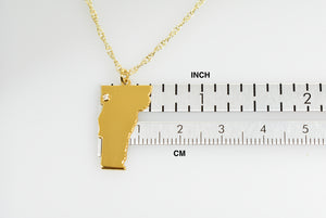 14k Gold 10k Gold Silver Vermont VT State Map Diamond Personalized City Necklace