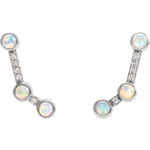 Afbeelding in Gallery-weergave laden, Platinum 14k Yellow Rose White Gold Ethiopian Opal .08 CTW Diamond Ear Climbers Earrings
