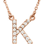 画像をギャラリービューアに読み込む, 14k Gold 1/8 CTW Diamond Alphabet Initial Letter K Necklace
