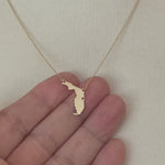 將影片載入圖庫檢視器並播放，14k Gold 10k Gold Silver Florida State Heart Personalized City Necklace
