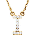 將圖片載入圖庫檢視器 14k Gold 1/10 CTW Diamond Alphabet Initial Letter I Necklace
