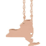 Ladda upp bild till gallerivisning, 14k Gold 10k Gold Silver New York State Heart Personalized City Necklace
