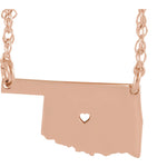 Φόρτωση εικόνας στο εργαλείο προβολής Συλλογής, 14k Gold 10k Gold Silver Oklahoma State Heart Personalized City Necklace
