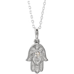 Load image into Gallery viewer, Platinum or 14k Gold or Sterling Silver .03 CTW Diamond Hamsa Necklace
