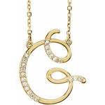 Load image into Gallery viewer, 14K Yellow Rose White Gold Diamond Letter G Initial Alphabet Necklace Custom Made To Order

