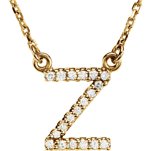 Letter Z Diamond set initial Necklace set in 14KT Yellow Gold Gold 0.11 ct  UNNK2645Z-M45JJ-IGCD