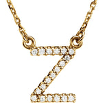 이미지를 갤러리 뷰어에 로드 , 14k Gold 1/10 CTW Diamond Alphabet Initial Letter Z Necklace
