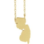 Indlæs billede til gallerivisning 14k Gold 10k Gold Silver New Jersey State Heart Personalized City Necklace
