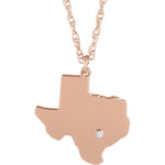 Indlæs billede til gallerivisning 14k Gold 10k Gold Silver Texas TX State Map Diamond Personalized City Necklace
