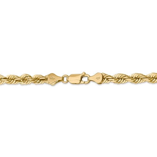 14K Yellow Gold 5.5mm Diamond Cut Rope Bracelet Anklet Choker Necklace Chain
