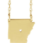 Cargar imagen en el visor de la galería, 14k Gold 10k Gold Silver Arkansas State Heart Personalized City Necklace
