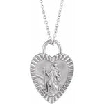 Carregar imagem no visualizador da galeria, Platinum 14k Yellow Rose White Gold Sterling Silver Saint Christoper Heart Medallion Pendant Charm Necklace
