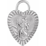 Afbeelding in Gallery-weergave laden, Platinum 14k Yellow Rose White Gold Sterling Silver Saint Christoper Heart Medallion Pendant Charm Necklace

