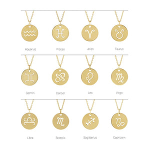 Platinum 14k Yellow Rose White Gold Sterling Silver Gemini Zodiac Horoscope Cut Out Round Disc Pendant Charm Necklace