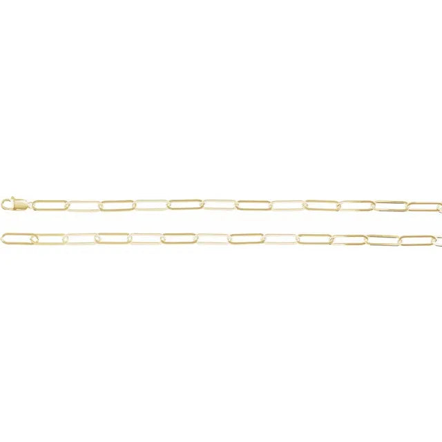 14k Yellow Gold or Sterling Silver 6.2mm Paper Clip Elongated Link Bracelet Anklet Choker Necklace Pendant Chain