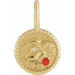 Carica l&#39;immagine nel visualizzatore di Gallery, Platinum 14k Yellow Rose White Gold Sterling Silver Diamond and Fire Opal Taurus Zodiac Horoscope Round Medallion Pendant Charm
