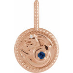 Afbeelding in Gallery-weergave laden, Platinum 14k Yellow Rose White Gold Sterling Silver Diamond and Blue Sapphire Capricorn Zodiac Horoscope Round Medallion Pendant Charm
