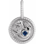 Afbeelding in Gallery-weergave laden, Platinum 14k Yellow Rose White Gold Sterling Silver Diamond and Blue Sapphire Capricorn Zodiac Horoscope Round Medallion Pendant Charm
