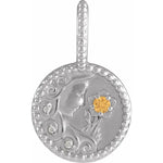 Carregar imagem no visualizador da galeria, Platinum 14k Yellow Rose White Gold Sterling Silver Diamond and Orange Garnet Virgo Zodiac Horoscope Round Medallion Pendant Charm
