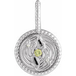 將圖片載入圖庫檢視器 Platinum 14k Yellow Rose White Gold Sterling Silver Diamond and Peridot Gemini Zodiac Horoscope Round Medallion Pendant Charm
