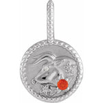 Afbeelding in Gallery-weergave laden, Platinum 14k Yellow Rose White Gold Sterling Silver Diamond and Fire Opal Taurus Zodiac Horoscope Round Medallion Pendant Charm
