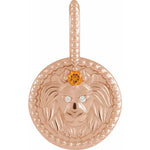 Afbeelding in Gallery-weergave laden, Platinum 14k Yellow Rose White Gold Sterling Silver Diamond and Citrine Leo Zodiac Horoscope Round Medallion Pendant Charm
