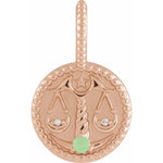 Afbeelding in Gallery-weergave laden, Platinum 14k Yellow Rose White Gold Sterling Silver Diamond and Chrysoprase Libra Zodiac Horoscope Round Medallion Pendant Charm
