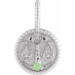 Load image into Gallery viewer, Platinum 14k Yellow Rose White Gold Sterling Silver Diamond and Chrysoprase Libra Zodiac Horoscope Round Medallion Pendant Charm
