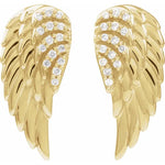 將圖片載入圖庫檢視器 Platinum 14k Yellow Rose White Gold Diamond Angel Wings Earrings

