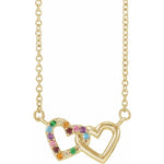 Load image into Gallery viewer, Gold Gemstone Hearts Rainbow Necklace
