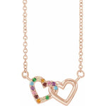 Load image into Gallery viewer, Gold Gemstone Hearts Rainbow Necklace  Edit alt text
