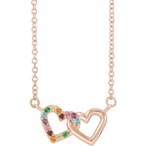 Gold Gemstone Hearts Rainbow Necklace  Edit alt text