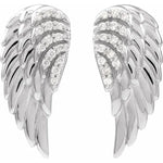 이미지를 갤러리 뷰어에 로드 , Platinum 14k Yellow Rose White Gold Diamond Angel Wings Earrings
