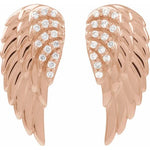 Φόρτωση εικόνας στο εργαλείο προβολής Συλλογής, Platinum 14k Yellow Rose White Gold Diamond Angel Wings Earrings
