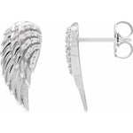 Indlæs billede til gallerivisning Platinum 14k Yellow Rose White Gold Diamond Angel Wings Earrings
