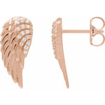 Загрузить изображение в средство просмотра галереи, Platinum 14k Yellow Rose White Gold Diamond Angel Wings Earrings
