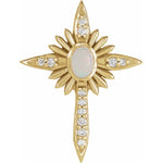Cargar imagen en el visor de la galería, Platinum 14k Yellow Rose White Gold Genuine Australian Opal Diamond Nativity Cross Pendant Charm Necklace
