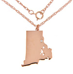 Load image into Gallery viewer, 14k Gold 10k Gold Silver Rhode Island RI State Map Diamond Personalized City Necklace
