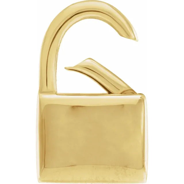 14k 10k Yellow White Gold Padlock Push Clasp Lock Connector Pendant Charm Hanger Hinged Bail Enhancer