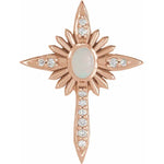 画像をギャラリービューアに読み込む, Platinum 14k Yellow Rose White Gold Genuine Australian Opal Diamond Nativity Cross Pendant Charm Necklace
