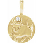 이미지를 갤러리 뷰어에 로드 , 14K Yellow Rose White Gold Diamond Ox Chinese Zodiac Horoscope Pendant Charm
