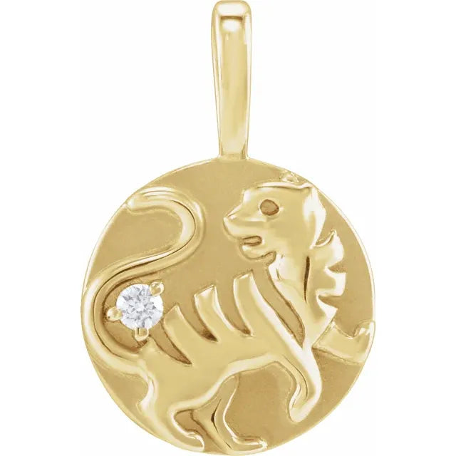 14K Yellow Rose White Gold Diamond Tiger Chinese Zodiac Horoscope Pendant Charm