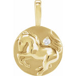画像をギャラリービューアに読み込む, 14K Yellow Rose White Gold Diamond Horse Chinese Zodiac Horoscope Pendant Charm
