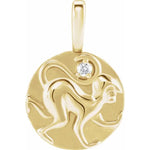Załaduj obraz do przeglądarki galerii, 14K Yellow Rose White Gold Diamond Monkey Chinese Zodiac Horoscope Pendant Charm
